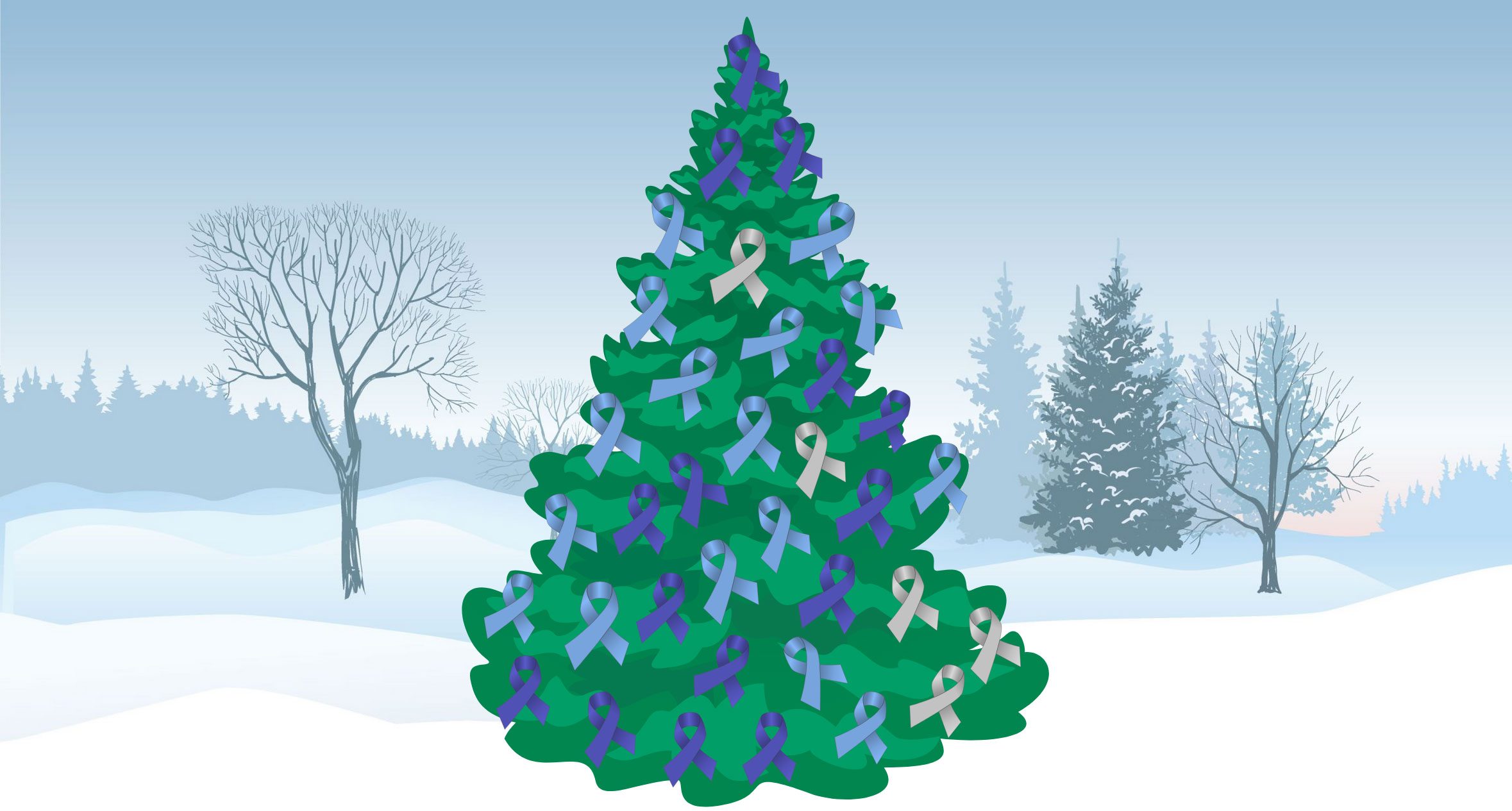 A Christmas Tree with ribbons